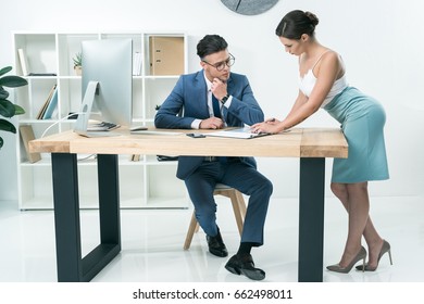 Young Beautiful Secretary Talking Her Boss Stock Photo 662498011 ...