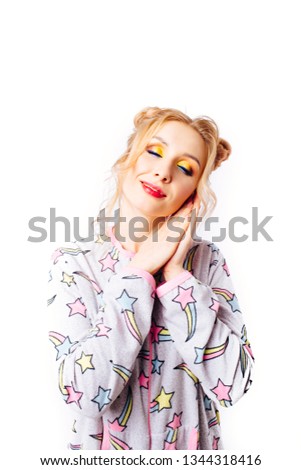 Similar – Young stressed woman wearing rabbit ears