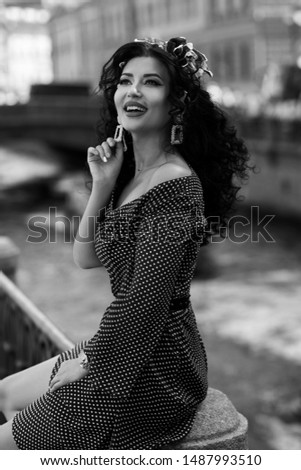 Similar – Young black woman with afro hairstyle smiling