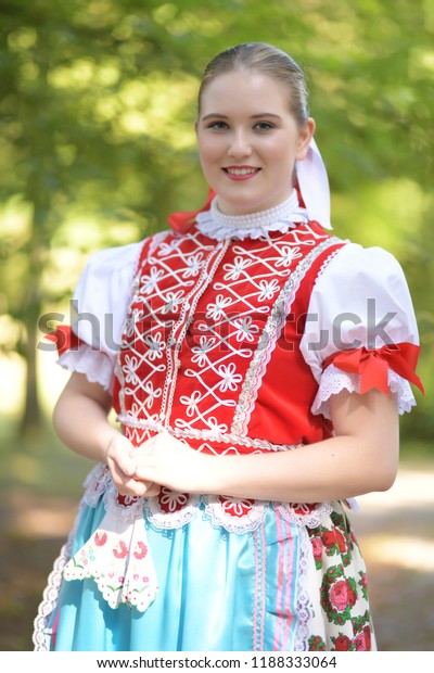 Young Beautiful Slovak Woman Traditional Costume Stock Photo 1188333064 ...