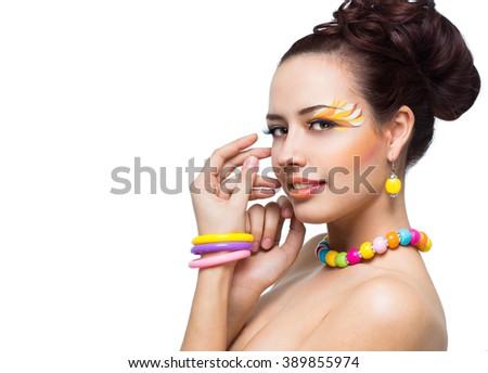 young beautiful woman with bright makeup