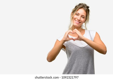 Young Beautiful Woman Happy Showing Love With Hands In Heart Shape Expressing Healthy And Marriage Symbol