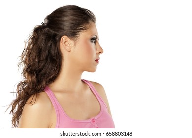 A Young Beautiful Woman With A Loose Pony Tail