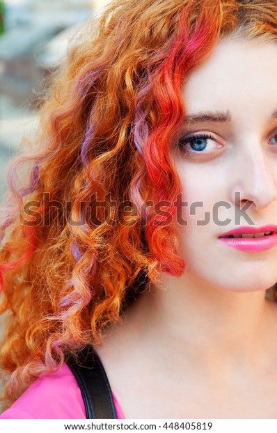 Young Beautiful Woman Red Hair Colorful Stock Photo Edit Now