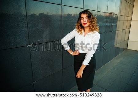 Similar – Beautiful young woman against a mirror wall