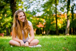 Young Beautiful Woman (teen Girl) Looking To Side - Outdoor In Nature