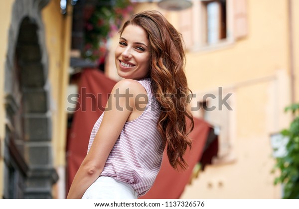 Young Beautiful Woman Walking Streets Italian Stock Photo (Edit Now ...