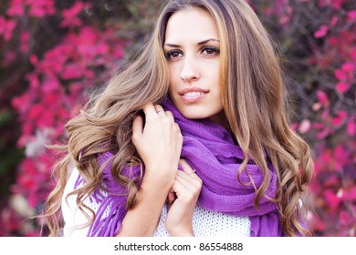 Young beautiful woman wearing winter clothing
