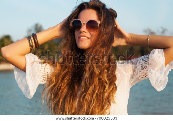 Young Beautiful Woman White Dress Natural Stock Photo Edit Now