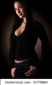 Young beautiful woman's dramatic light portrait
