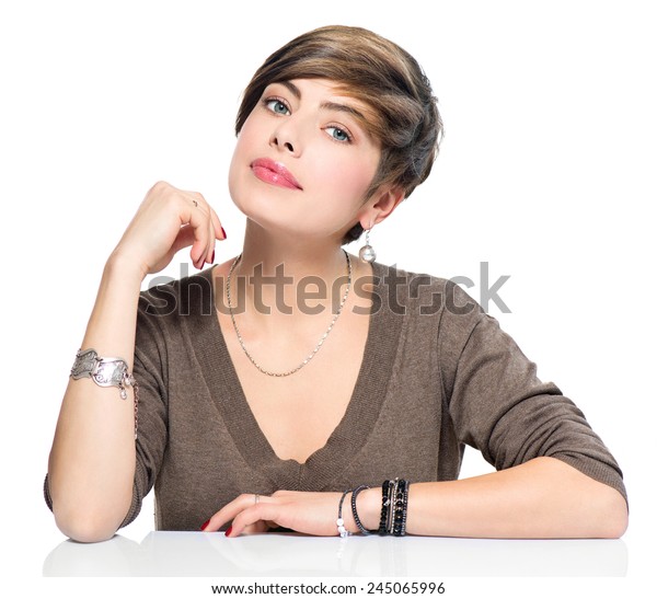 Young Beauty Woman Short Bob Hairstyle Stock Photo Edit Now