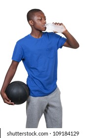 Young Black African American Teenage Boy With A Basketball