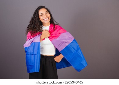 Young Black Brazilian Woman, Bisexual Flag As Cover, Bisexual Woman, LGBT, LGBTQ