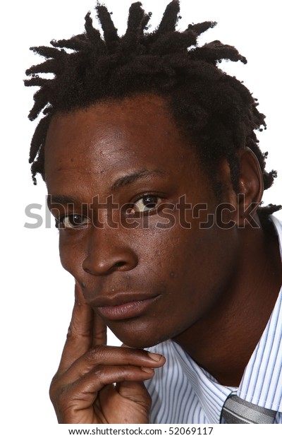 Young Black Business Man Dreadlocks Hairstyle Stock Photo