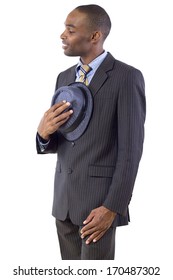 Young Black Businessman Being Polite By Taking Hat Off