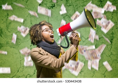 Young Black Girl With Megaphone 