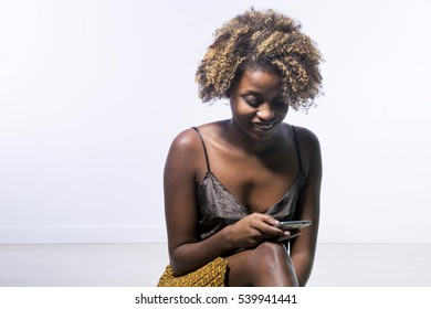 Young Black Girl Talking On The Phone