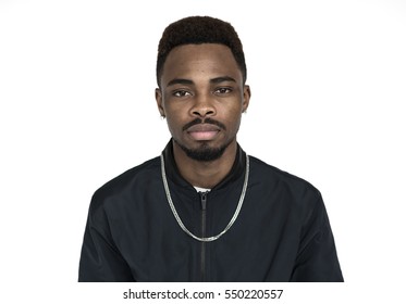 Young Black Guy With A Straight Face Portrait