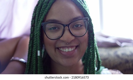 A Young Black Hispanic Woman Portrait Face. Latina Girl Turning Head To Camera