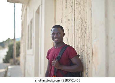 Young Black Man With Backpack