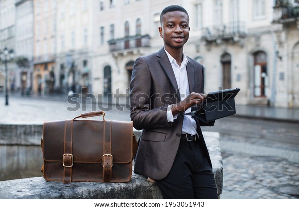 Young Black Man Business Suit Using Stock Photo 1953051943 | Shutterstock