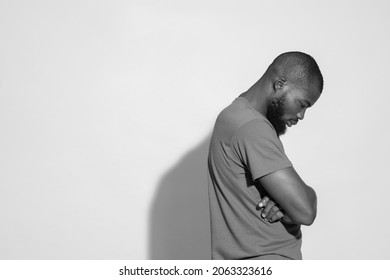 Young Black Man Having Mental Struggle, Looking Sad And Unhappy