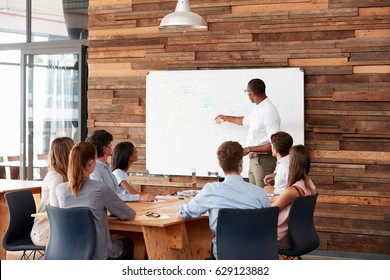 Young Black Man At Whiteboard Giving A Business Presentation