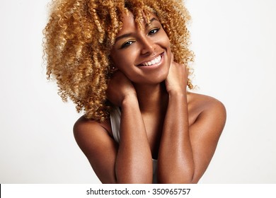 Young Black Woman With Blond Curly Hair