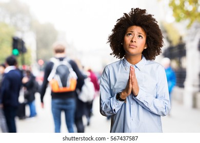 Young Black Woman Praying