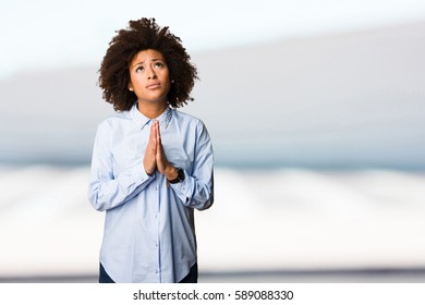 Young Black Woman Praying