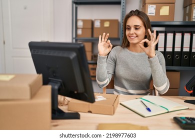 Young Blonde Woman Ecommerce Business Worker Having Online Deaf Language Conversation At Office