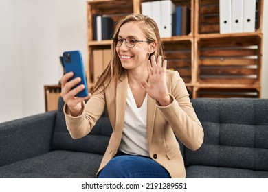 Young blonde woman psychologist having online mental consultation at psychology clinic - Shutterstock ID 2191289551