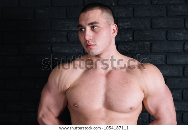 Young Bodybuilder Short Hair Athletic Figure People Stock Image