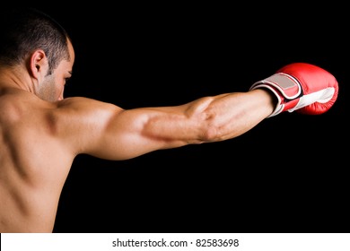 Young Boxer fighter over black background - Powered by Shutterstock