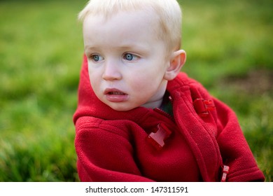 Young boy after crying