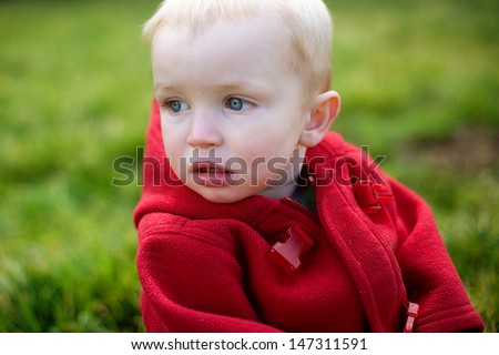 Young boy after crying