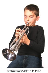 Young Boy Blowing Trumpet