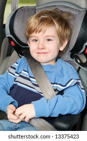 Young Boy In A Booster Seat