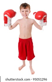 Young Boy Boxer with Boxing Gloves