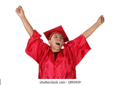 A Young Boy Celebrating His Graduation From Middle School