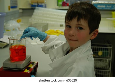 Young Boy Doing Science Experiment