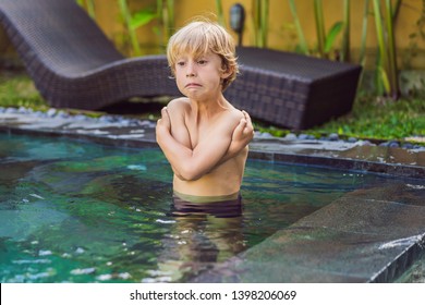 Young Boy Was Frozen In The Pool. Very Cold Water In The Pool. Need Heated Water