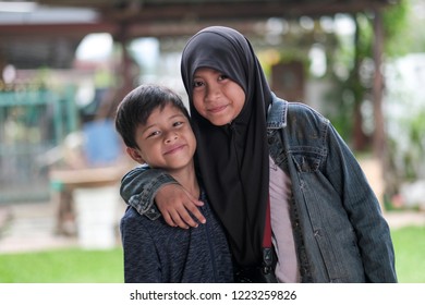 Young Boy Girl Walking Happily Park Stock Photo 1223259826 | Shutterstock