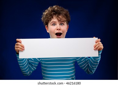 Young boy holding blank noticeboard - Powered by Shutterstock