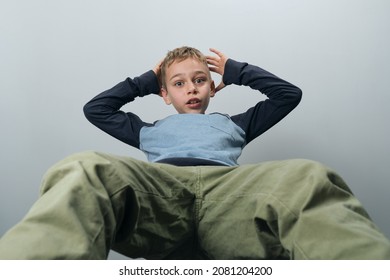 Young Boy Holds Hand His Head Stock Photo 2081204200 | Shutterstock