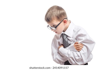 Young Boy Imitating Businessman in Suit and Glasses - Powered by Shutterstock