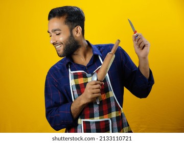 Young Boy Isolated Images With Apron Food Or Hotel Management Concept