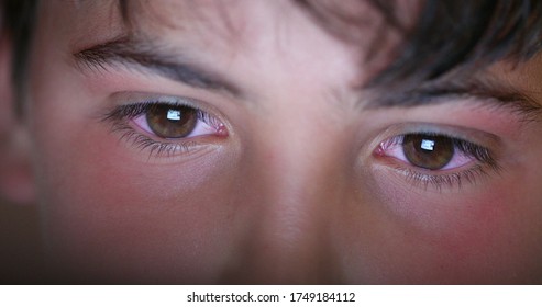 
Young Boy Macro Eyes Looking At Screen Device