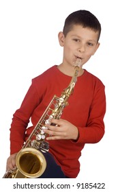 Young Boy Playing The Sax