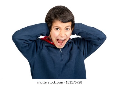 Young Boy Screaming Isolated White Stock Photo 131175728 | Shutterstock